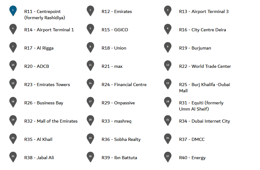 dubai metro map Red line