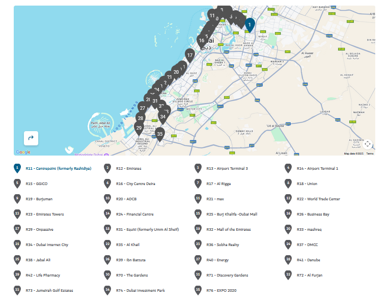 Dubai Metro map: Red line