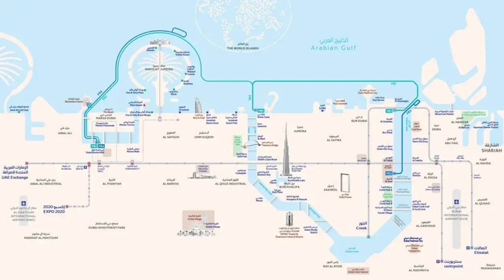 Dubai Water Taxi Map