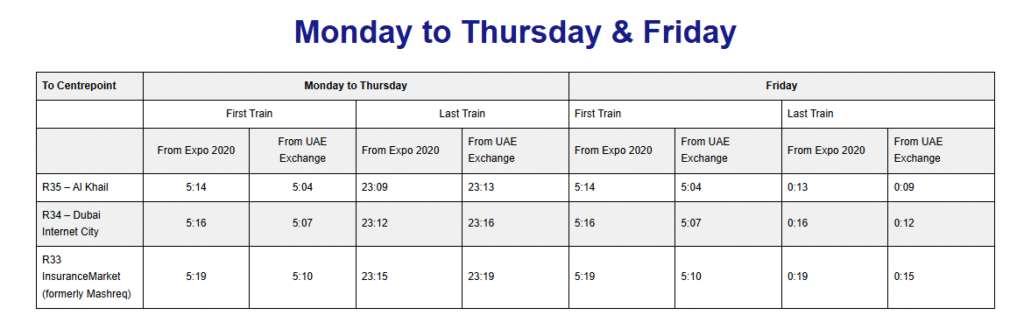 Monday to Thursday & Friday